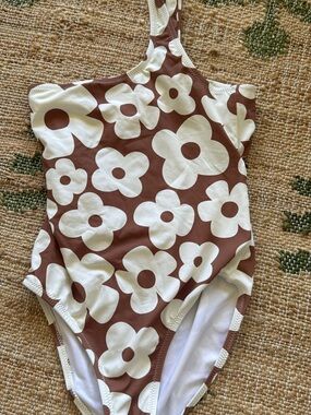 Zara Brown and White Floral One-Piece Swimsuit - Kids
